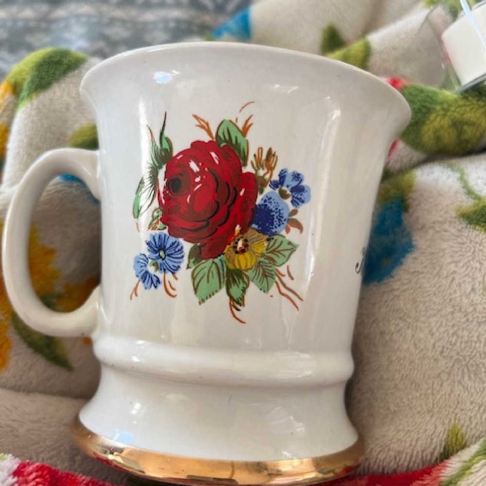 Vintage Red rose Floral Mug with gold trim‎ Fuldaer Kaffeepott